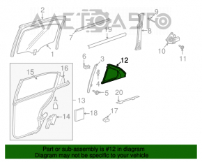 Mercedes W221 rear left triangle door glass