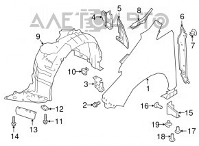 Front right mudguard Nissan Leaf 18-22