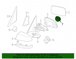 BMW 5 F10 11-13 left side mirror motor without memory