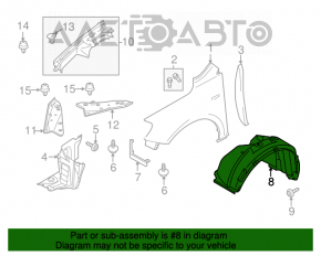 Front right fender liner for Suzuki Kizashi 10-15