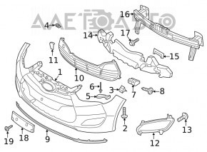 Front Bumper Fastener Left Wing Hyundai Veloster 12-17