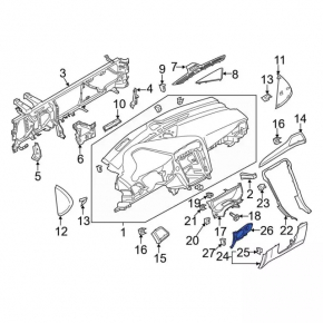 Left dashboard trim for light control for Ford Fusion mk5 17-20 black