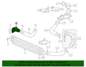 Intercooler pipe right from cooler first Honda Accord 18-22 2.0T plastic