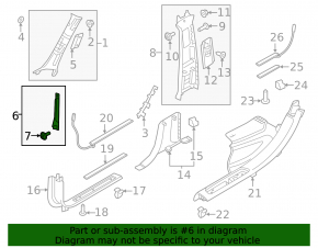 Front Pillar Cover Middle Left Volvo V90 17-22 USA Black