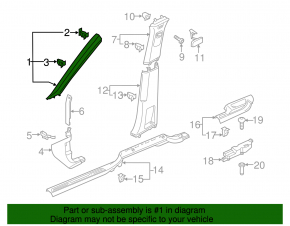 Front pillar trim left VW Atlas 18- gray