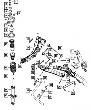 Rear stabilizer bar left Chrysler 200 4d 11-14