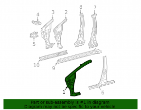Front left body pillar Toyota Prius 30 10-13
