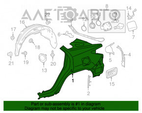 Rear left wing Lexus RX350 RX450h 16-22 under BSM