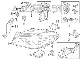 Front right headlight complete BMW 5 F10 14-16 xenon