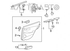 Door trim card rear left Lexus ES350 07-09 beige under the buzzer