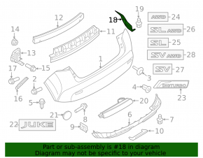 Right rear bumper guard Nissan Juke 11-14