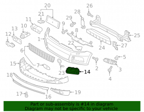 Front bumper side grille left VW Touareg 11-14 without parking sensors, broken