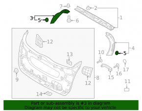 Trunk door trim right Kia Sorento 16-20 black