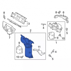 Front exhaust manifold with catalytic converter Ford Explorer 16-19 3.7 stud cut