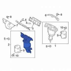 Front exhaust manifold with catalytic converter Ford Explorer 16-19 3.7 stud cut