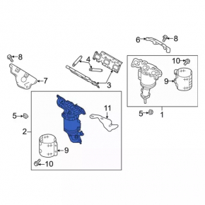 Front exhaust manifold with catalytic converter Ford Explorer 16-19 3.7 stud cut