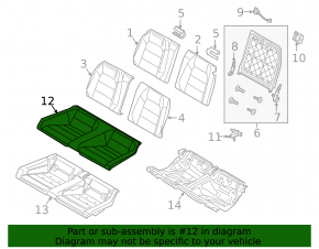 Rear row of seats, lower part, Ford Mustang mk6 15-23 coupe, black leather, perforated, dry cleanable