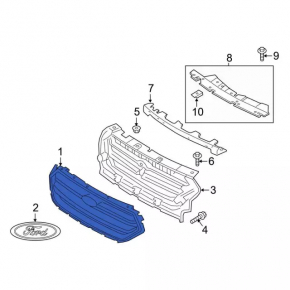 Radiator grill grill Ford Escape MK3 17-19 rest black gloss