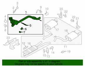 Downpipe with catalytic converter Ford Mustang mk6 18-23 2.3T, with bracket, torn mesh