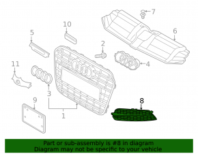 Front bumper grille right Audi A6 C7 16-18 chrome molding