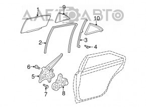 Rear right glass seal Toyota Camry v40