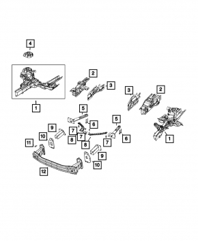 Jeep Compass 17-21 front bumper reinforcement short fangs