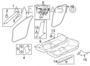Center pillar trim upper belt right Honda Civic X FC 16-21 4d gray, scratches