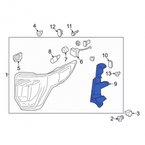 Right headlight cover Ford Explorer 16-19