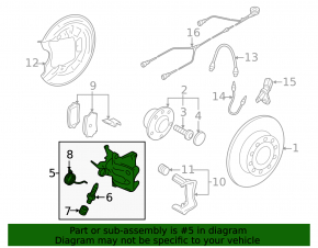Rear right caliper assembly for VW Jetta 11-18 USA