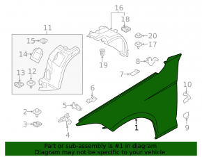 Front right wing BMW X1 E84 13-15 steel, without repeater