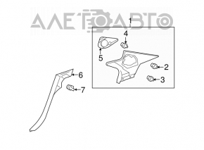 Left rear pillar trim for Lexus LS460 LS600h 07-12 gray
