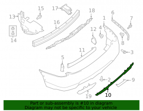 Lower rear bumper molding Nissan Rogue 17 - chrome, broken mount