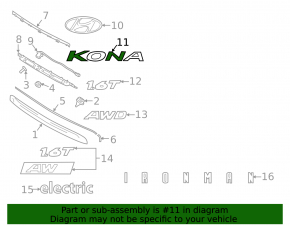 Emblem inscription KONA tailgate Hyundai Kona 18-23