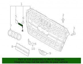 Emblem inscription "quattro" on the radiator grille Audi A5 F5 17-