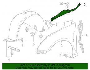Seal wing hood-wing right Chevrolet Cruze 11-16
