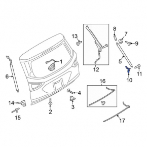 Right tailgate shock absorber bracket for Ford Escape MK3 17-19 rest
