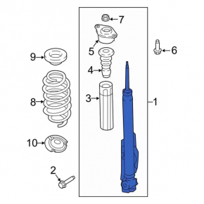 Rear shock absorber left Ford Ecosport 18-22 FWD with support