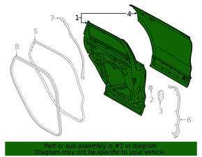 Lincoln Corsair 20-26 rear left door assembly