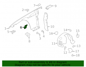 Jaguar XF 16-23 front left lower fender bracket