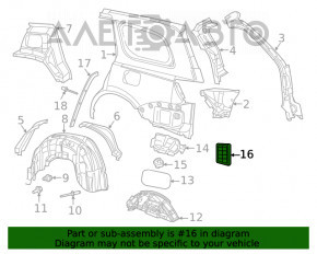 Rear left wing arch seal Jeep Grand Cherokee WK2 11-21 on the body, scratches