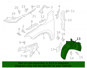 Front left fender liner Volvo V90 17-22 usa