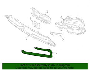 Front bumper grille molding left BMW X5 G05 19-23 silver, X-Line