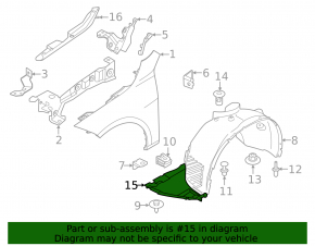 Front right lower fender liner for BMW 2 Series F44 2020 228i, without M Sport