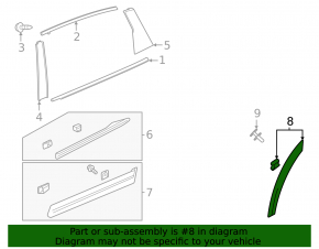 Lower door trim along the rear left arch, Acura MDX 22-26