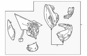 Right side mirror assembly for Honda Accord 18-22 BSM, heated, turn signal, backlight