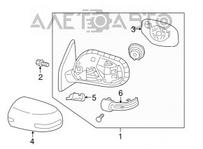 Side mirror right complete Mitsubishi Outlander Sport ASX 16-23 7 pins, turn signal, gray