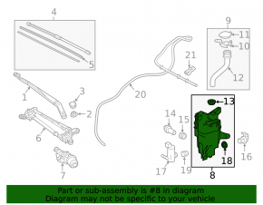 Lexus NX300 NX300h 18-21 headlight washer reservoir with neck, sensor, and lid