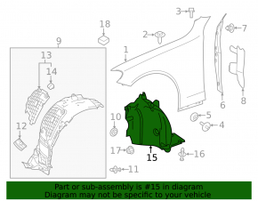 Front left rear fender liner for Mercedes C-class W205 19-21
