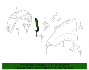 Wing seal door-wing right Ford Fiesta 11-19 missing piece