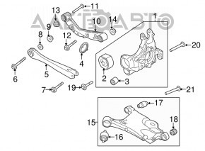 Lower rear right control arm, Volvo XC90 16-26 AWD, silent block for replacement